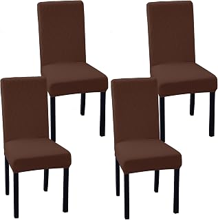 Juego de 4 o 6 fundas para sillas de comedor, fundas elásticas para sillas de comedor, fundas extraíbles y lavables, protector de silla para banquetes, cocina, fiestas y hogar (chocolate,