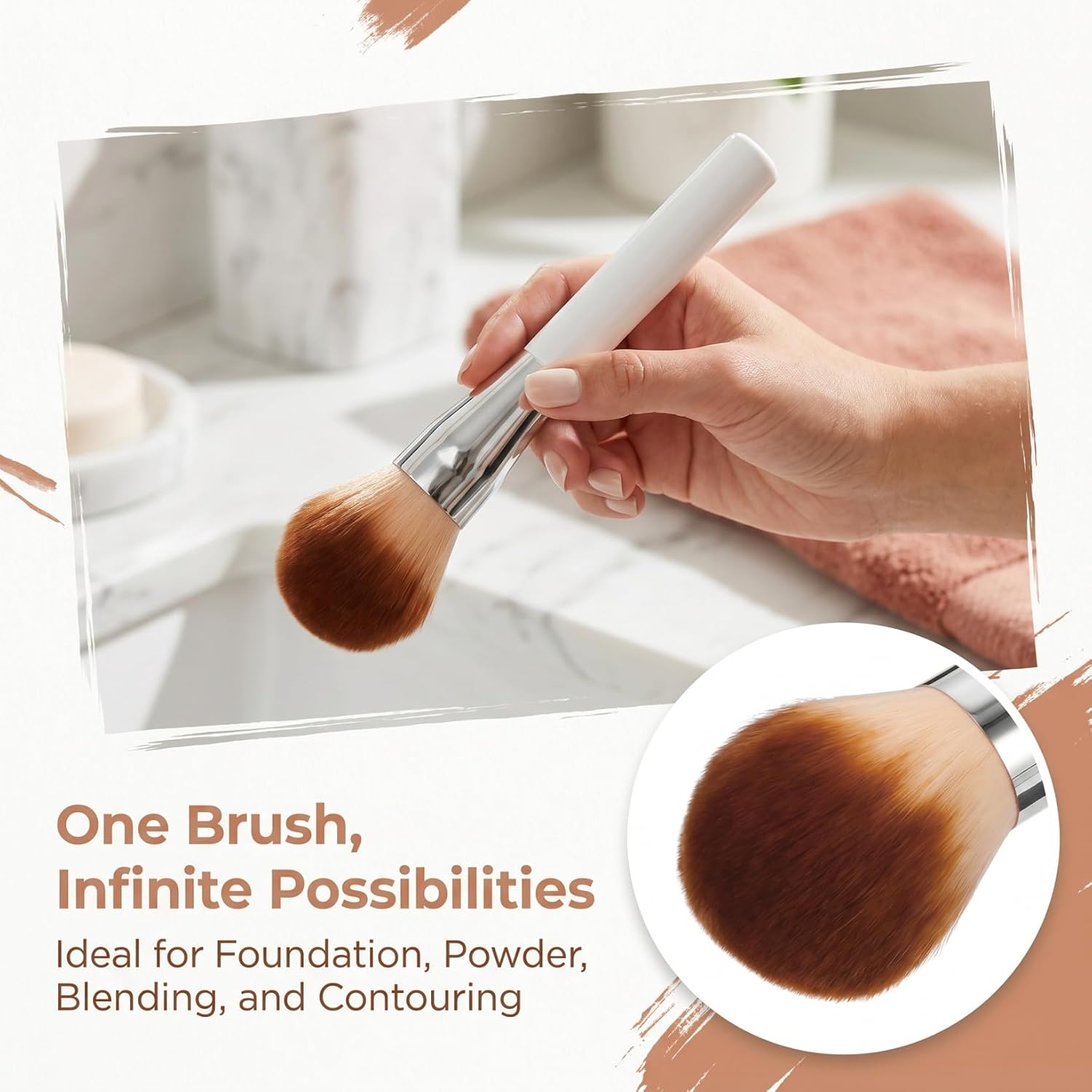 High Density Makeup Foundation Brush for Blending Base Fluffy Powder and Compatible Cosmetic Brush for Professional Face Makeup Application