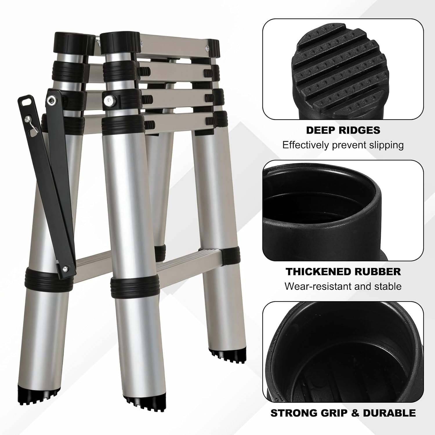 PATIKIL Ladder Non Slip Feet Mat (36mm ID) (2Pcs), Rubber Round Step Ladder Foot Pads Cover Cushion Replacement, Suit for Telescopic Folding Extension Ladders, Black