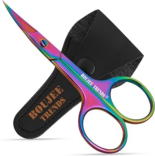 Boujee Trends Precision Nail & Cuticle Scissors - Sharp Curved Blades for Toenails, Eyebrows, Nose Hair, Mustache Grooming - Multipurpose Titanium
