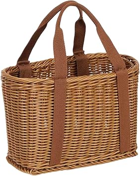 Wicker Handwoven Shopping Basket with Comfortable Handles, Lightweight Reusable Storage Basket for Groceries, Farmers Market, Foraging, Picnic, Flower Gathering and Home Storage M
