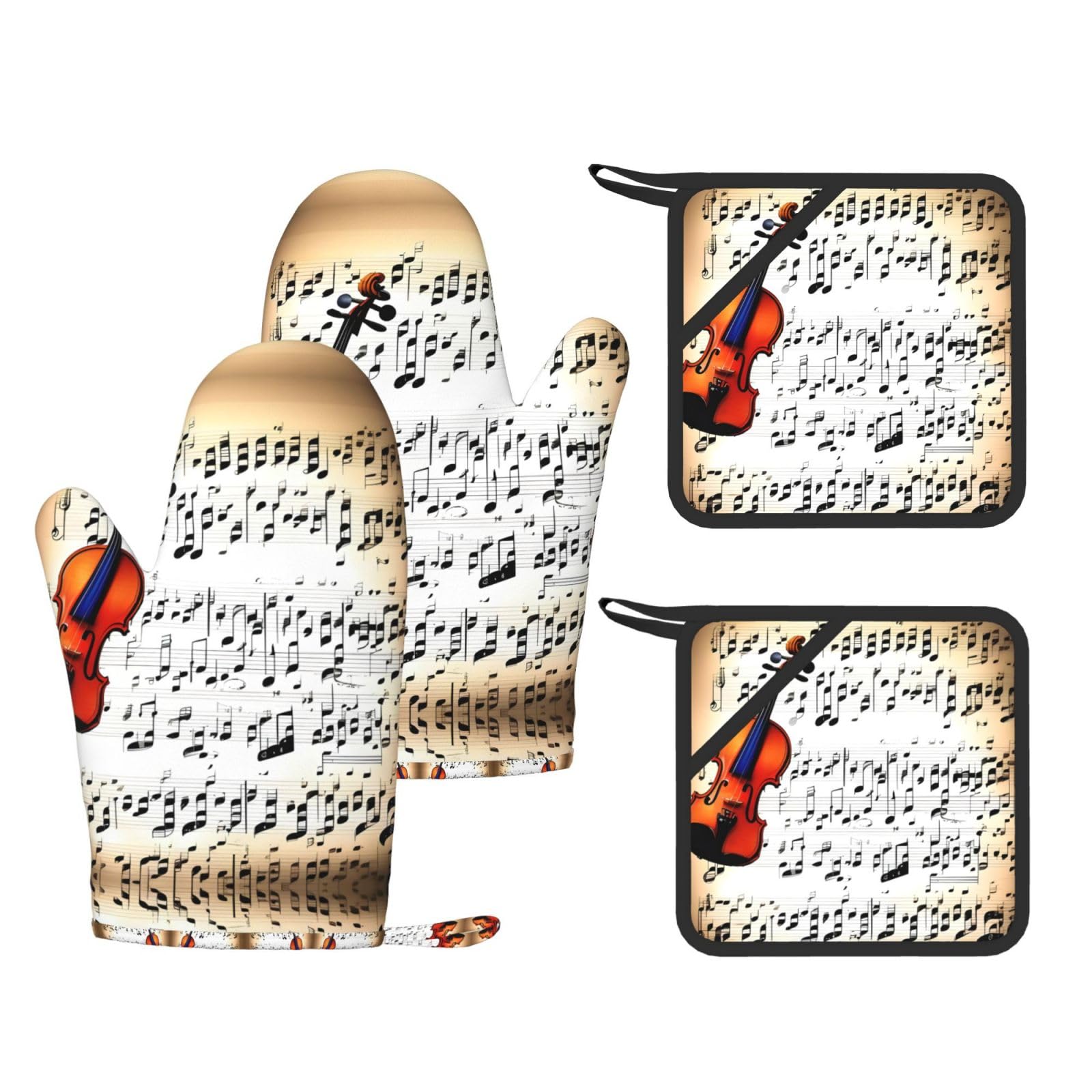 Gants de cuisine en silicone partition de violon idée cadeau pour musicien