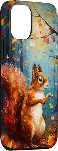 Miniatura 3 de Funda estilo Van Gogh para iPhone 1212 Pro Starry Night Squirrel Autumn Falling Leaves