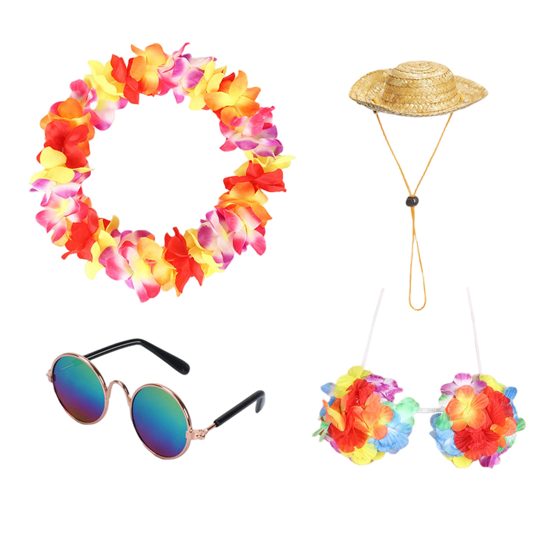 Sjfbebsy Summer Gooses Outfit Hawaiian Goose Outfit Set with Straw Hat, Sunglasses & Wreath for Statues, Colorful