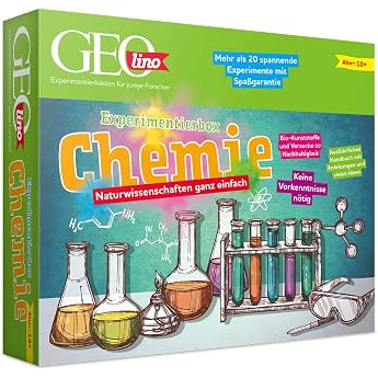 FRANZIS 67128 - GEOlino Experimentierbox Chemie Natuwissenschaften ganz einfach Komplettset inkl. 62-seitigem Begleichbuch f r Kinder ab 10 Jahren