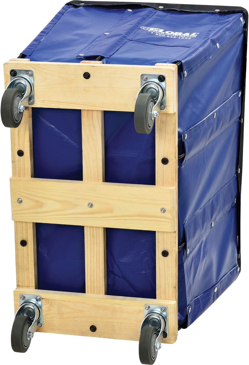 Global Industrial 8 Bushel, Blue Vinyl Basket Bulk Truck, Unassembled, 34" L x 22" W x 30-1/2"H, Rolling Laundry Cart, Commercial Material Handling Cart with 4" Casters