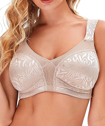 Wingslove Sujetador reductor sin aros para mujer, talla grande, sin relleno, suave, figura completa