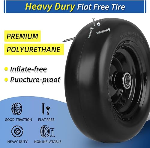 Miniatura 7 de Neumático y rueda para cortacésped de 11 x 4.00-5 pulgadas con bujes de 34 o 58 pulgadas, cubo centrado de 3.4-4-4.5-5 pulgadas, neumático de banda