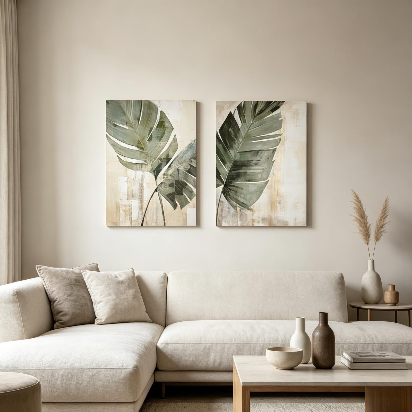 JORCEDI Set of 2 Posters,Green Plants Poster,Minimalist Plant Canvas Prints,Modern Tropical Plants, Vintage Canvas Prints, for Home, Living Room, Office Décor,Unframed (21x30cm)