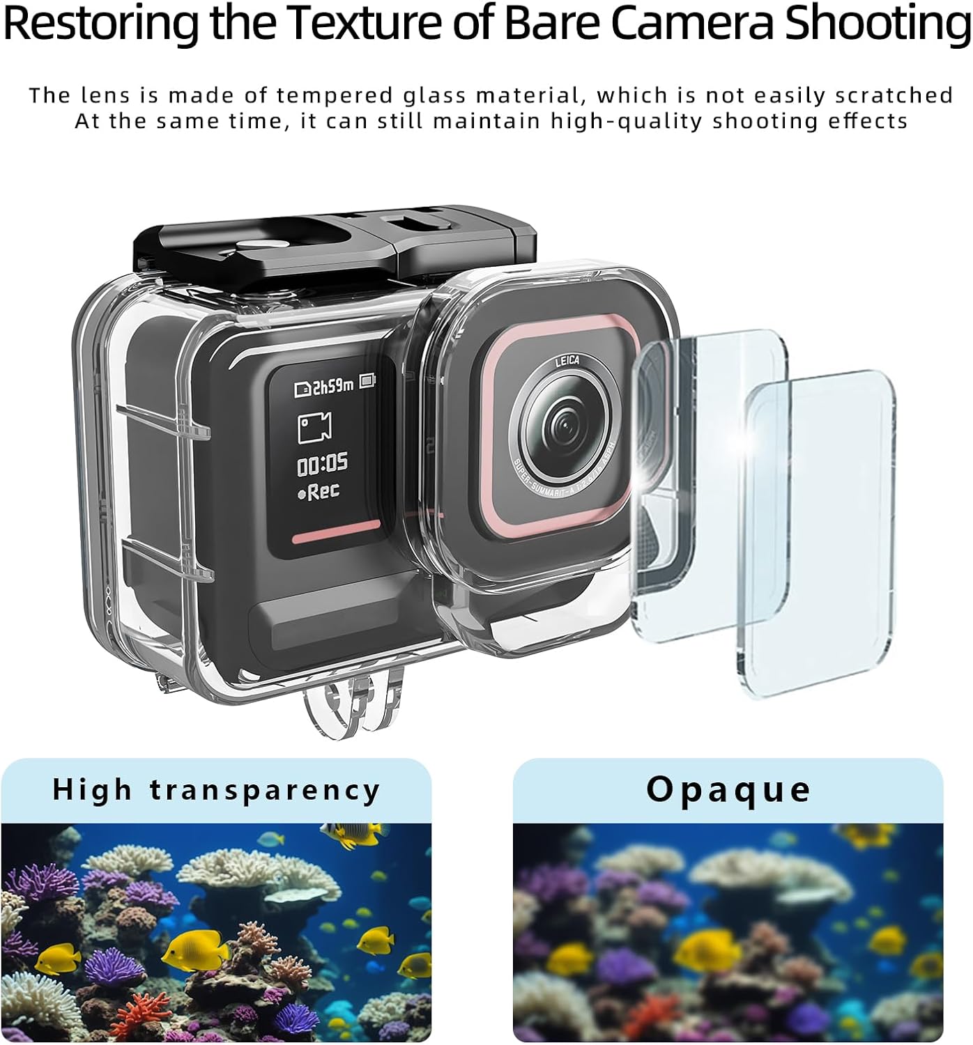 Underwater Housing Case for Insta 360 ACE 2, Clear PC Material, 30M Waterproof, Marine-Grade Steel Buttons, Three-Fold Buckle Lock (YH-ace2)