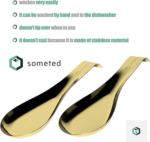 Miniatura 6 de Juego de 2 soportes de cuchara de acero inoxidable, soporte para cuchara de acero inoxidable, acabado cepillado, apto para lavavajillas, cocina,