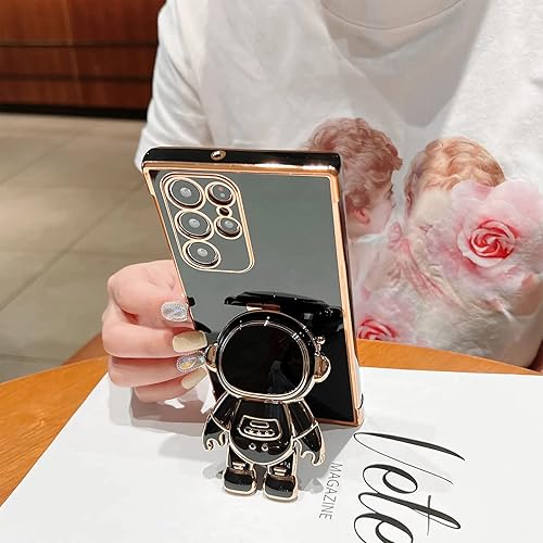 Miniatura 3 de Funda de teléfono para Samsung Galaxy S23 Ultra de 6.8 pulgadas, cubierta de lujo con soporte de astronauta con bonito corazón de amor, patrón