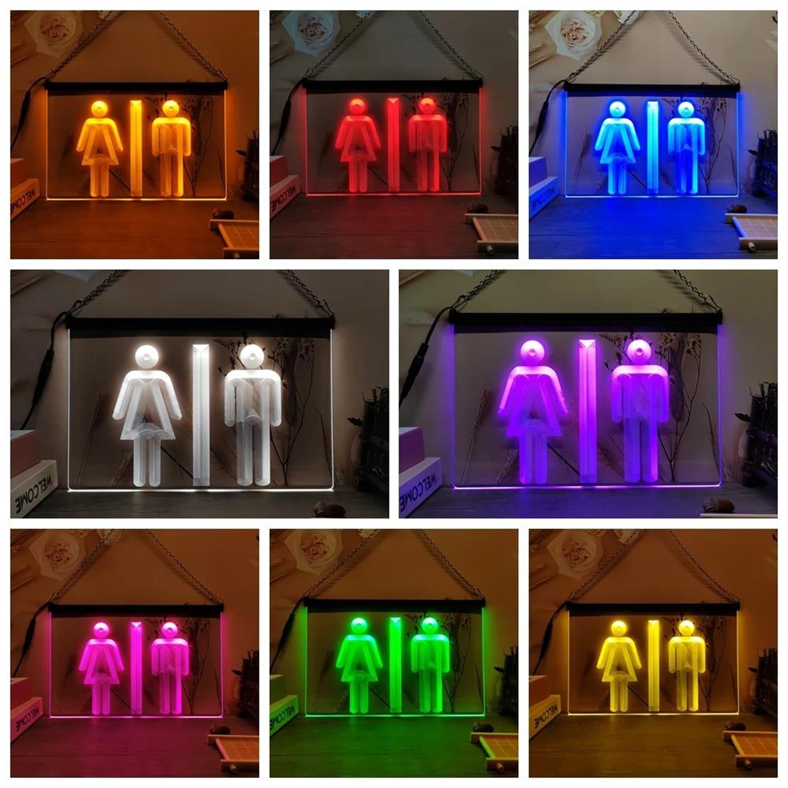 Toilet Neon Sign, Toiletten 3D Carving Acryl Neon Verlichting voor
