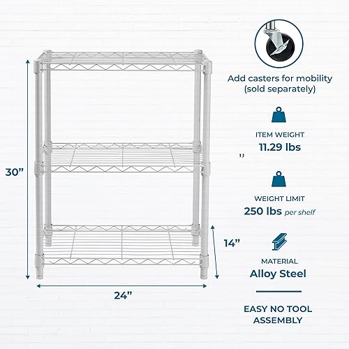 Miniatura 3 de Honey-Can-Do Estantes ajustables de 5 niveles, estante de almacenamiento de metal con capacidad de estante de 250 libras, blanco, 18 pulgadas de