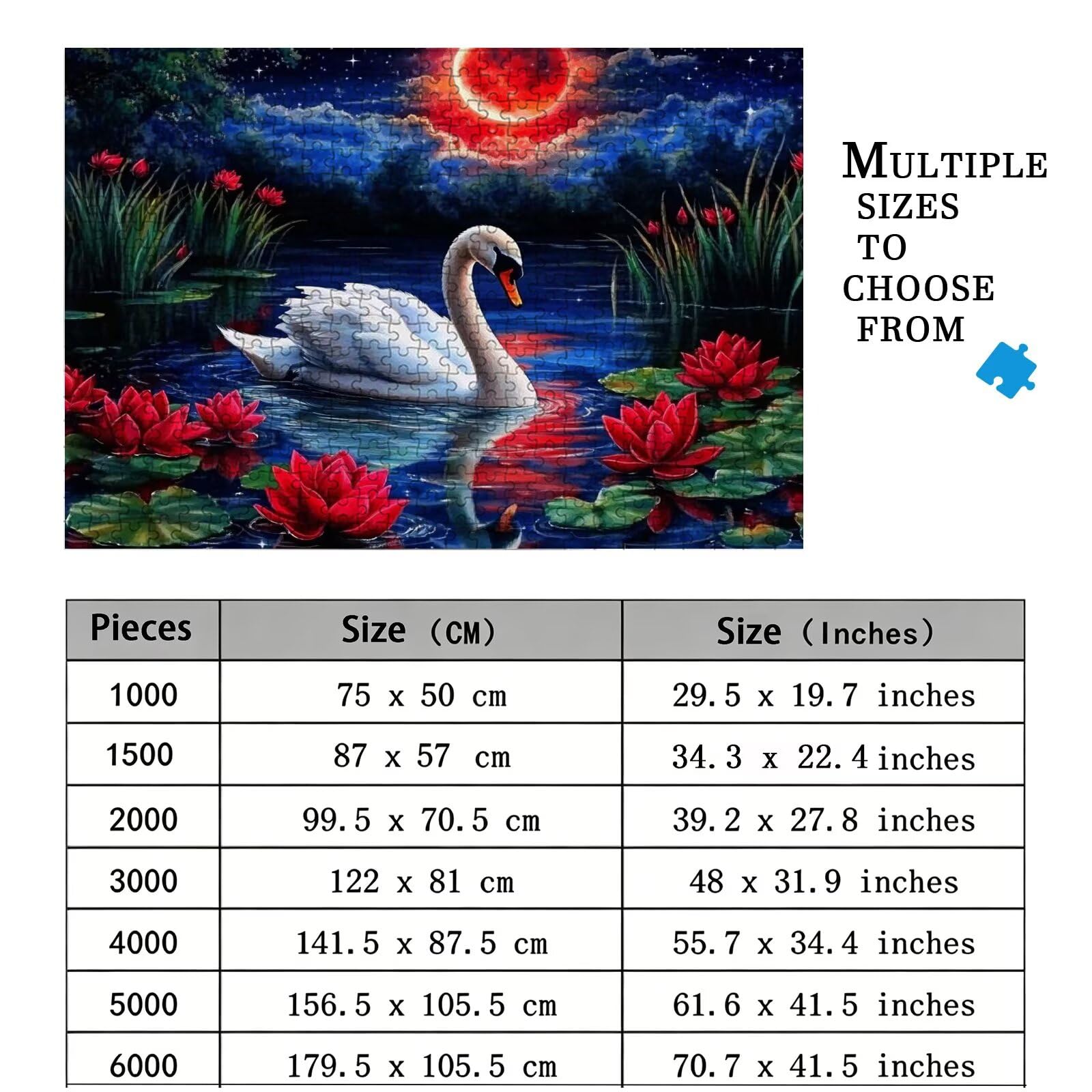 Puzzle z zachodem słońca, 1500 elementów, trudne puzzle, drewniane puzzle dla całej rodziny, zestaw "zrób to sam", dla dorosłych, nadają się jako dekoracja ścienna i prezenty, temat: łabędź 8p-500