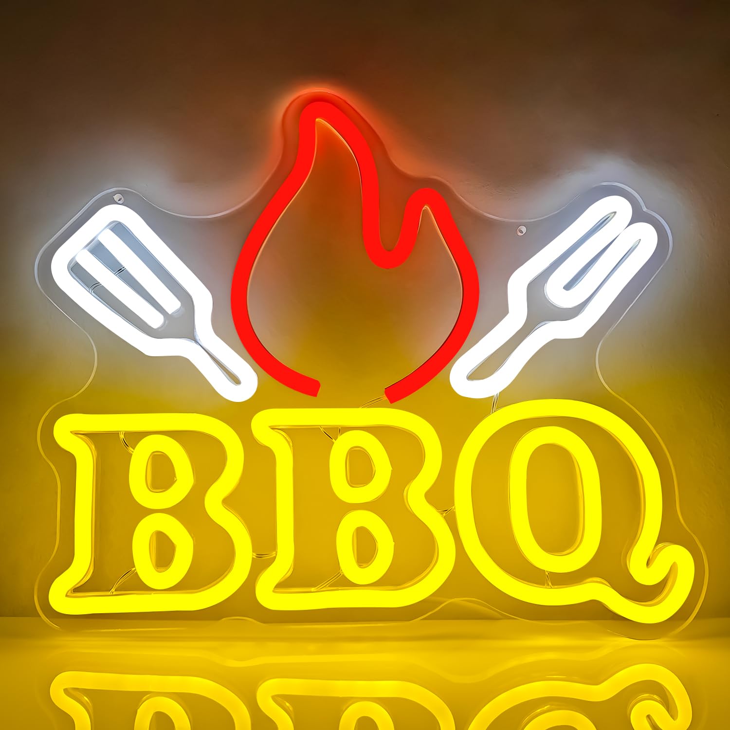 BBQ Neon Signs Barbecue Neon Lights Dimmable LED Signs for Wall Neon Light Up Signs for BBQ Shop Restaurant Home Party Beer Pub Neon Bar Sign Wall Decor Light