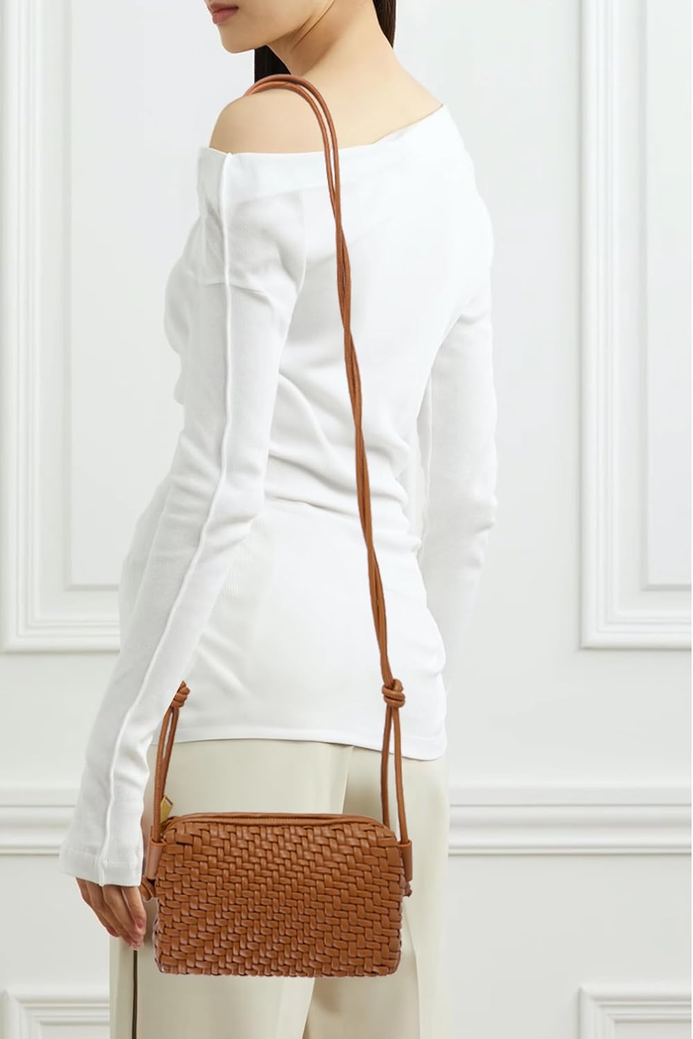 Woven Bag for Women Vegan Leather Tote Bag Travel Handbag and Purse Retro Handmade Trending Hobo Bag - Image 3