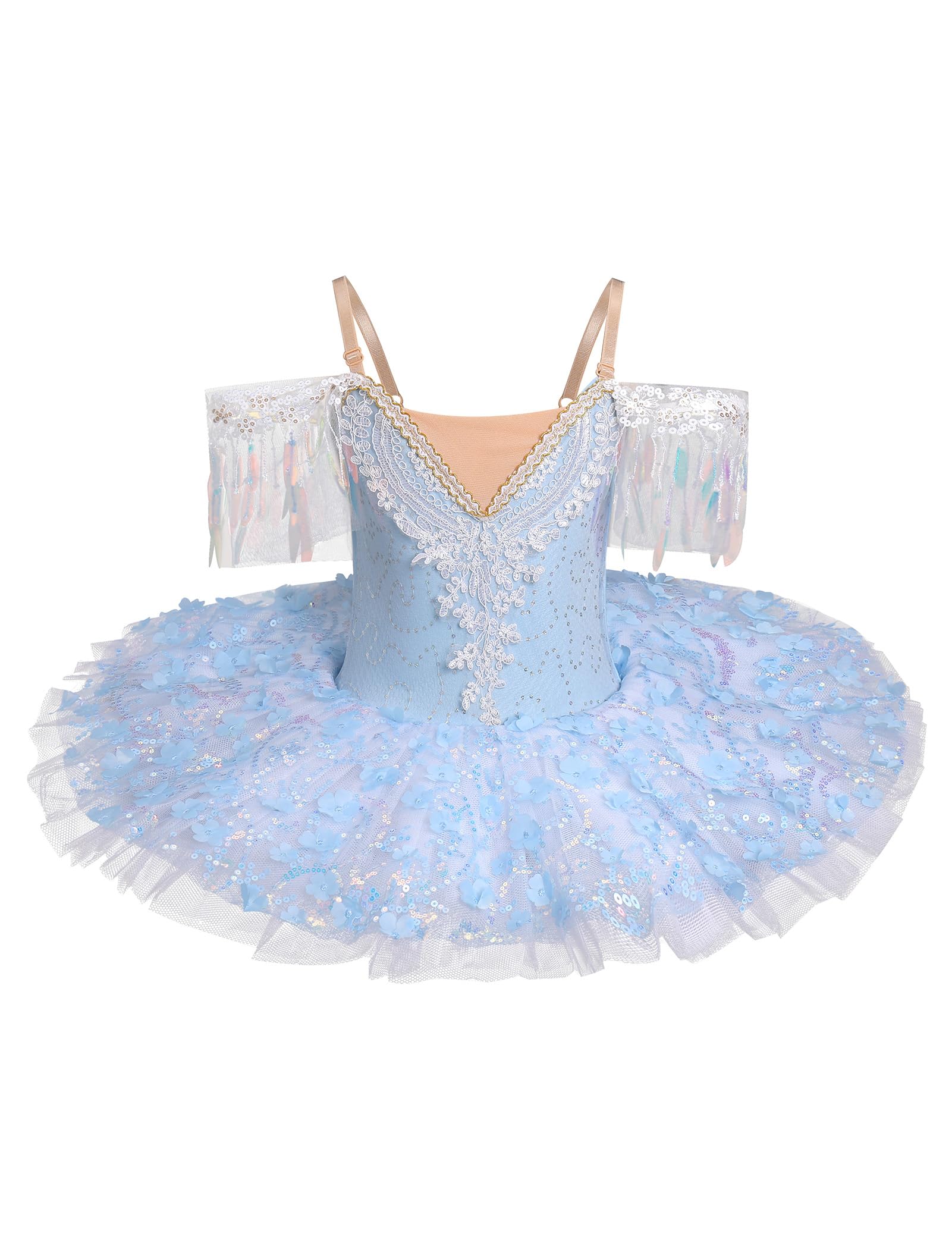 Vêtements de ballet filles 3-14 ans pour la danse : tulle à paillettes robe de ballet avec bretelles réglables - robe de danse pour enfants pour ballet, patinage artistique