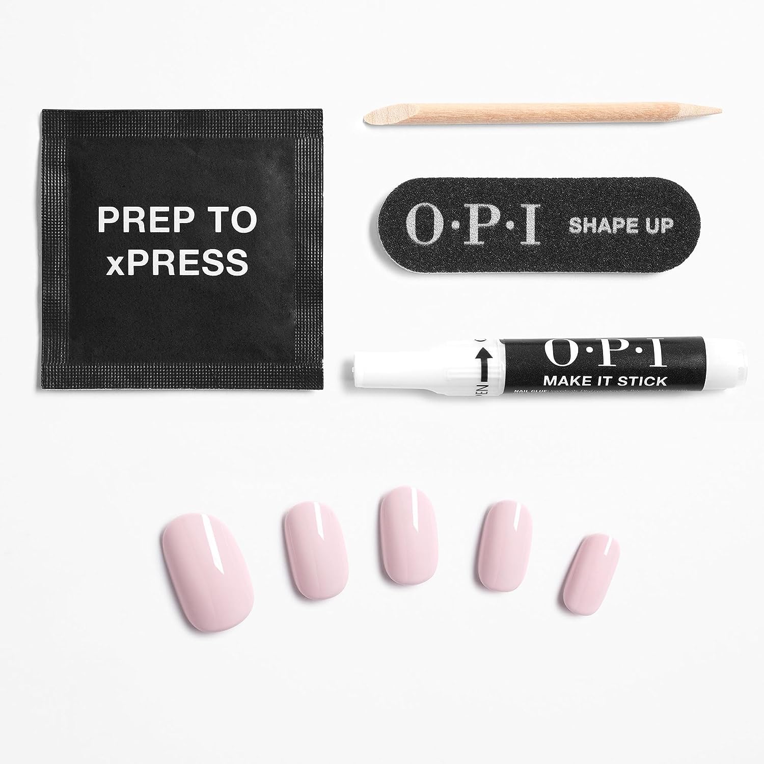 Bundle of OPI xPress/On Press On Nails, With Nail Glue, Short Neutral Nails, Don't Bossa Nova Me Around + OPI Repair Mode Bond Building Nail Serum, Clear, 0.3 fl oz