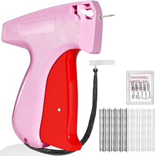 Stitch Gun for Clothes, Tagging Gun for Clothing, Handheld Quick Sticky Sewing Micro Tag Gun Fixer Hemming Pants Tool Instantly, Includes 6 Needles and 1000 Fasteners (Peach)