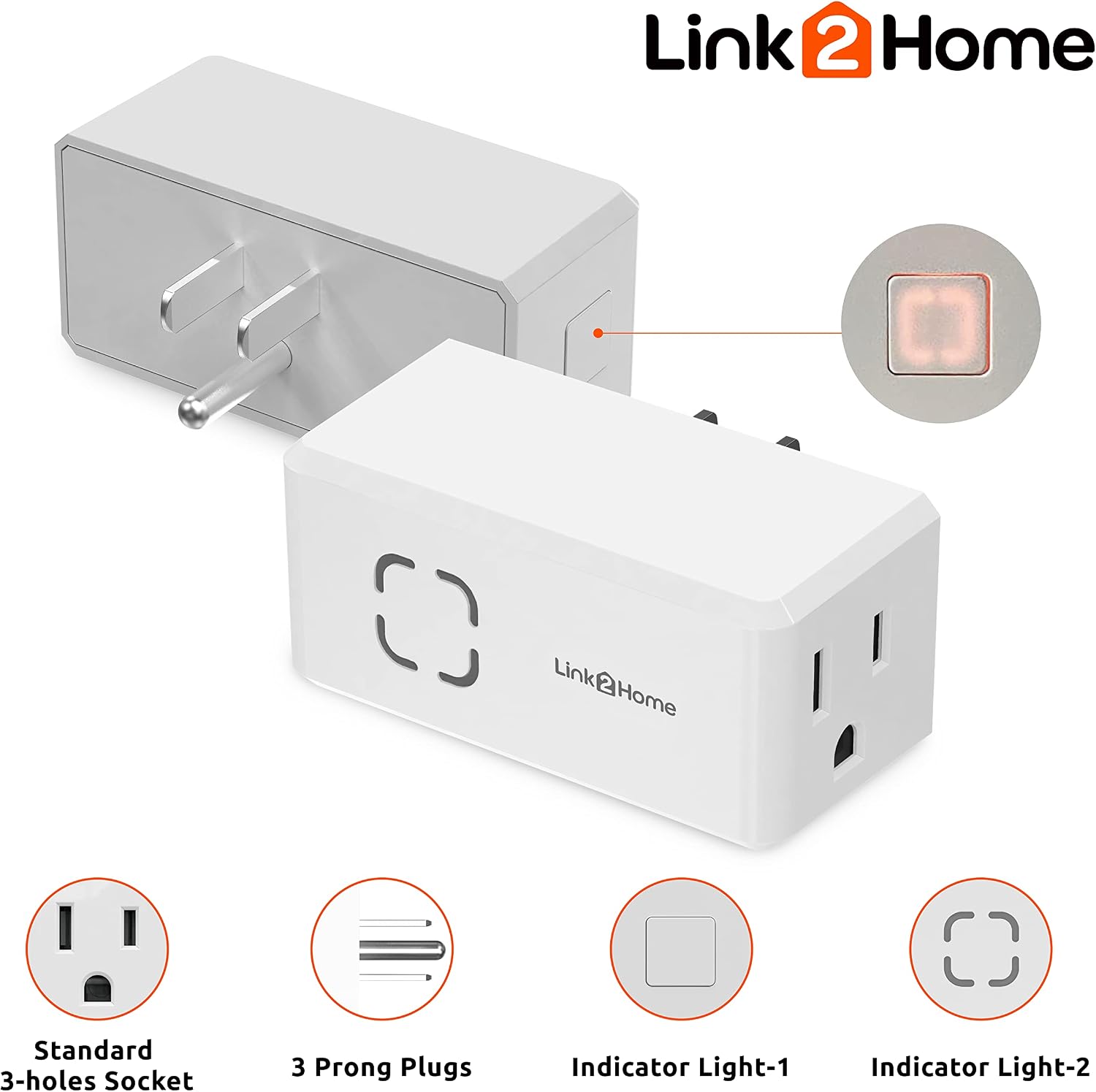 Link2Home Wireless Remote Control Outlet Light Switch, Countdown Timer and Random Function, 100 ft range.