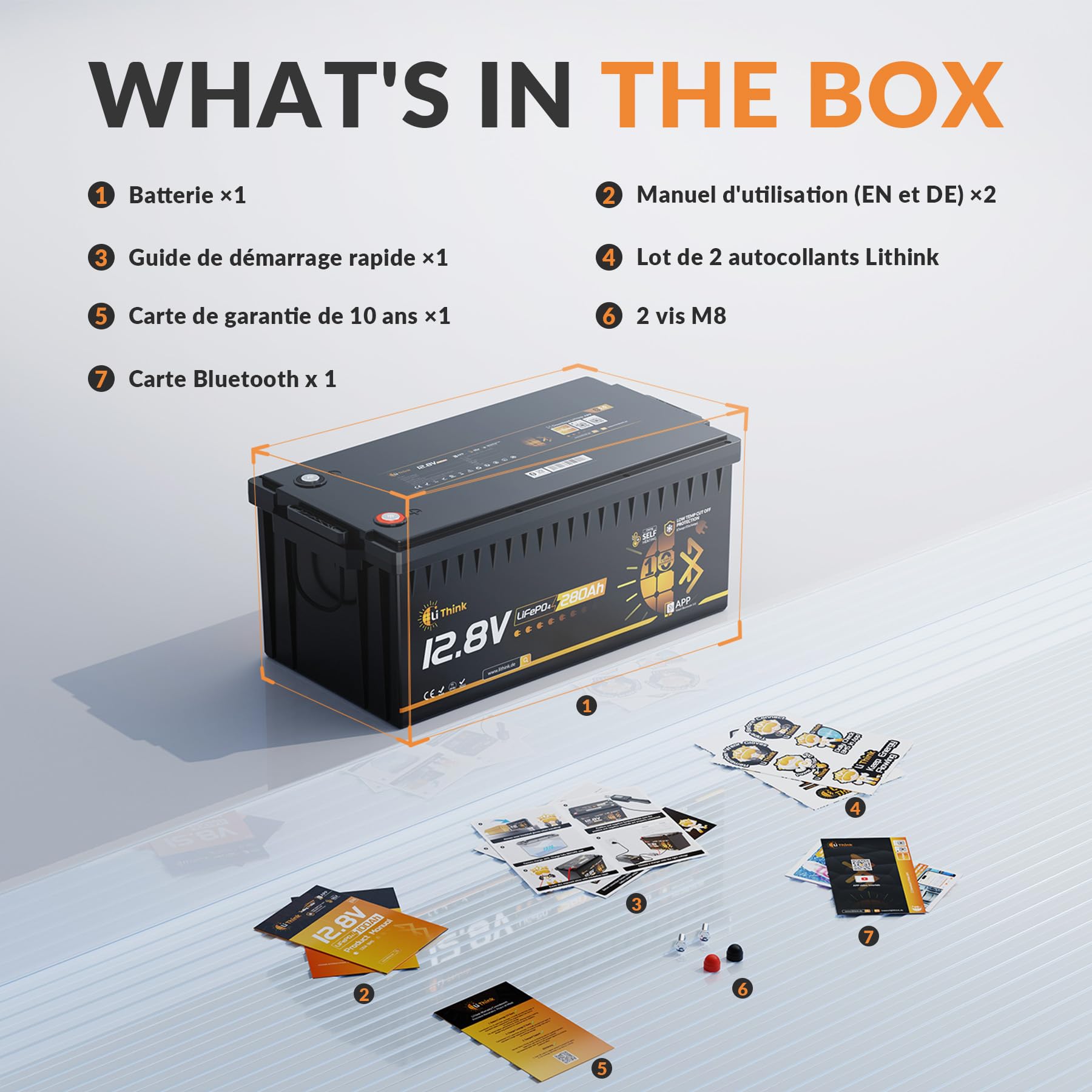 Batterie Lithium 12 V 280 Ah avec Cellules Eve LF280K-V3, Batterie Lifepo Bluetooth, BMS 200 A, LTP et Auto-Chauffage, Max. de 22 000 Cycles, pour Camping-Cars, Conforme CB/IEC 62619 et ECE R10