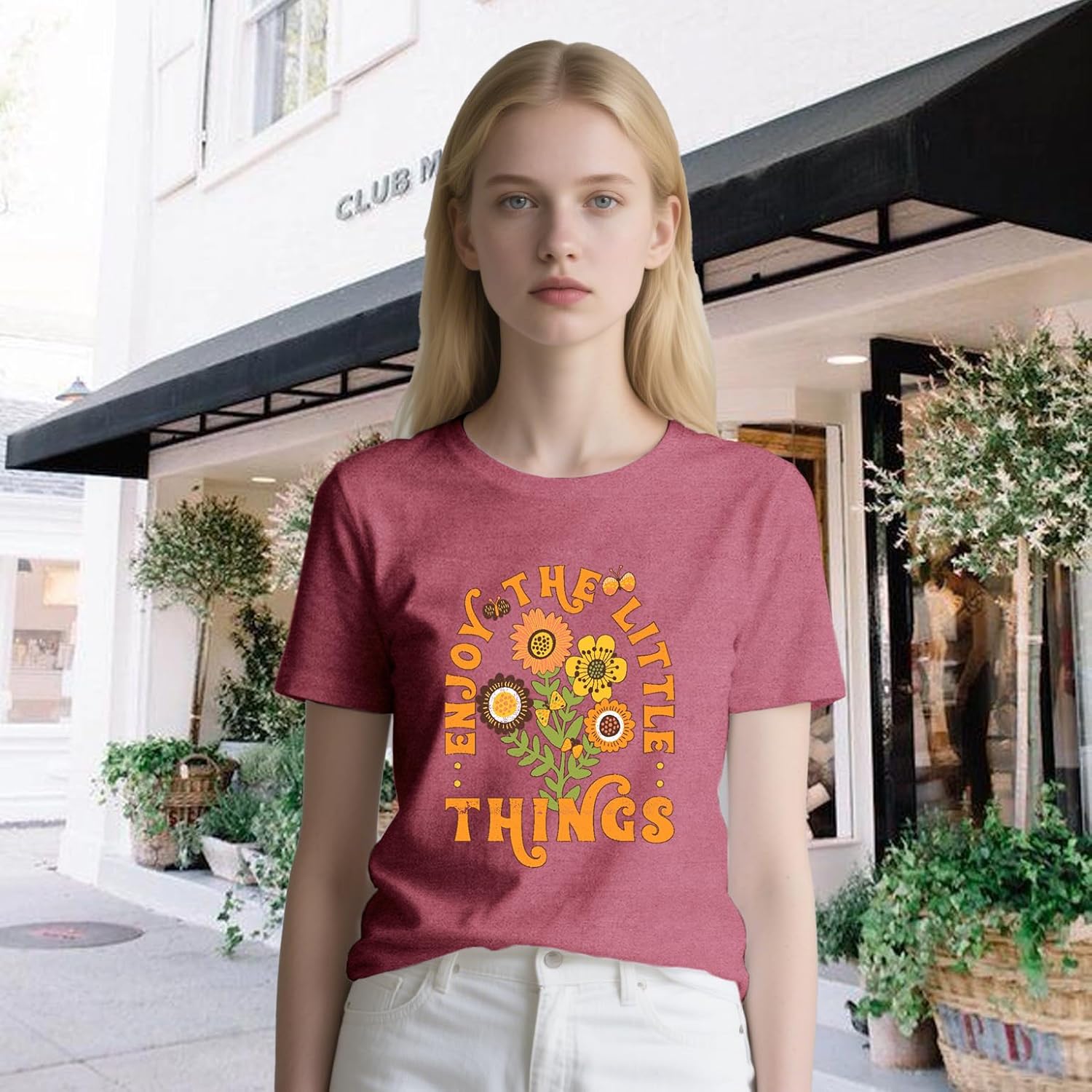 Inspirational Tshirts for Women Positive Sayings Wildflowers Shirt Enjoy The Little Things Tees - Image 3