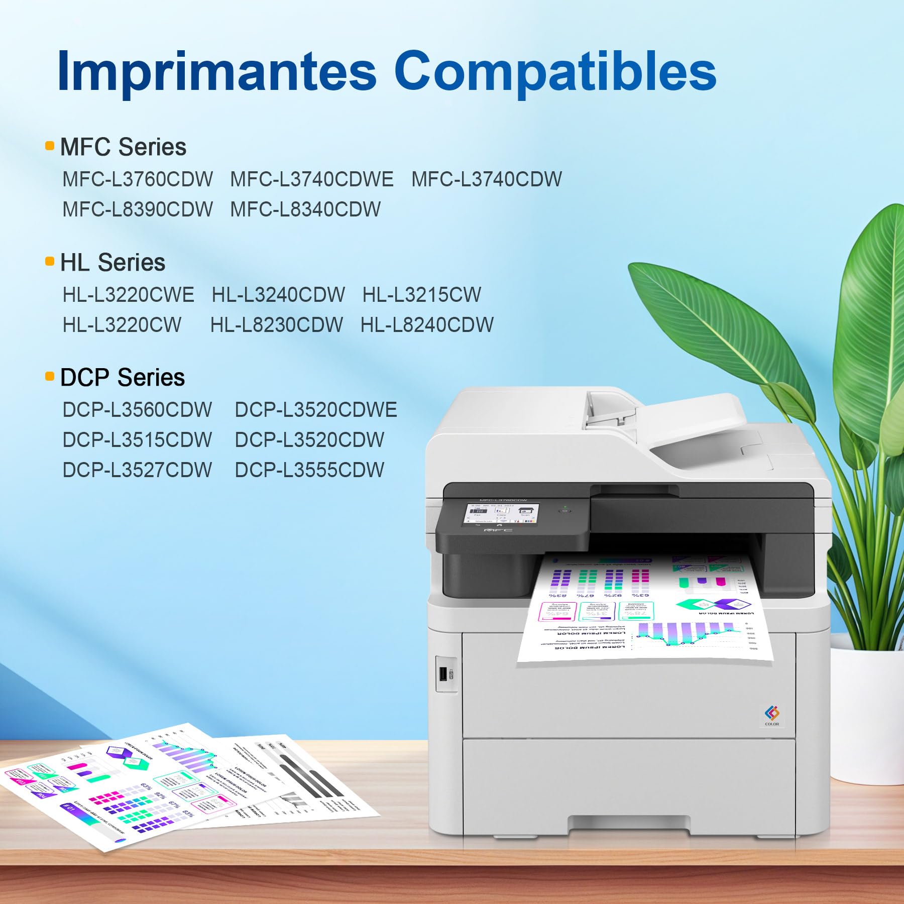 TN248XL TN248 Compatible pour Toner Brother DCP-L3560CDW Toner Brother HL-L3240CDW Toner MFC-L8390CDW MFC-L3760CDW TN 248XL TN-248XL TN 248 Toner DCP L3560CDW DCP-L3520CDW MFC-L3740CDWE 5-Pack