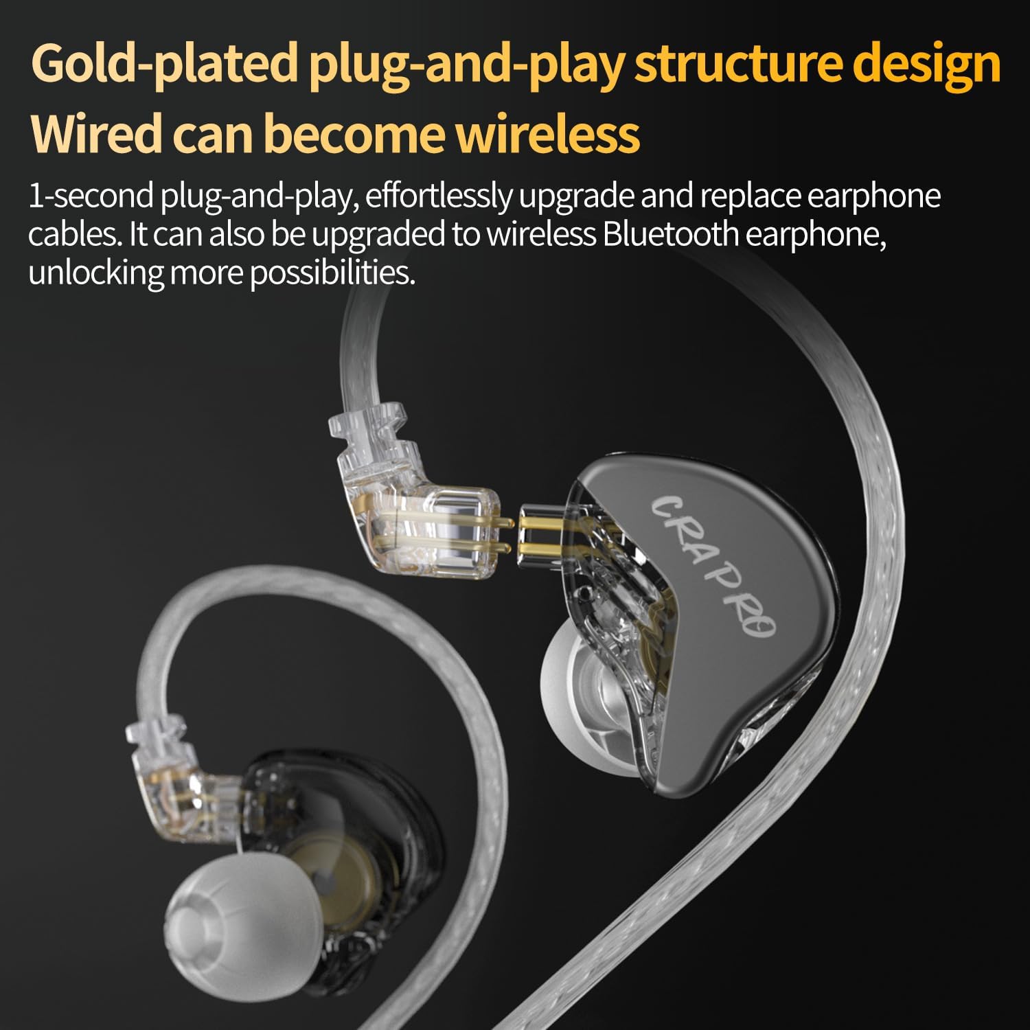 CCA CRA PRO in Ear Monitor Headphones, Ultra-Thin DLC Diaphragm Dynamic Driver Gaming Earbuds, Clear Sound & Deep Bass, IEMS for Singer Musicians Drummers DJ