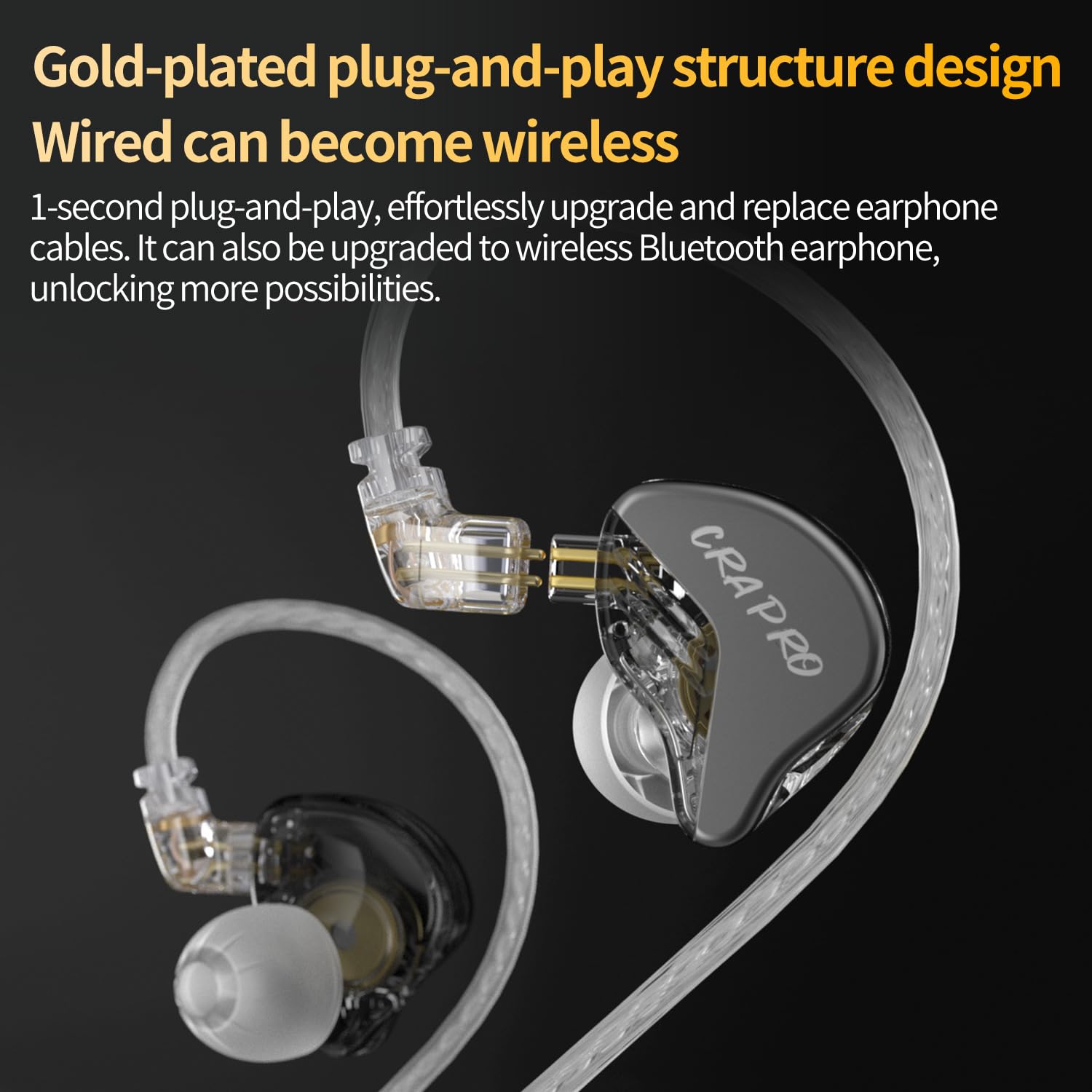 CCA CRA PRO - Cuffie In-Ear Monitor con Diaframma DLC Ultra-Sottile, Driver Dinamico, Auricolari da Gaming, Suono Chiaro e Bassi Profondi, IEMS per Cantanti, Musicisti, Batteristi, DJ