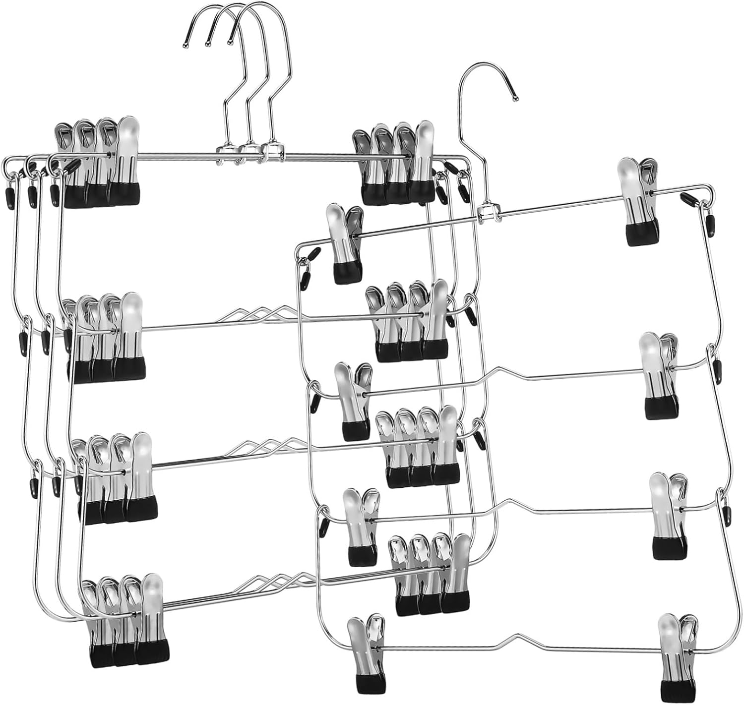 Zerodeko Multi Layer Skirt Hangers Space Saving Pant Hangers with Clips Sturdy High Manganese Closet Organizers for Efficient Wardrobe Storage
