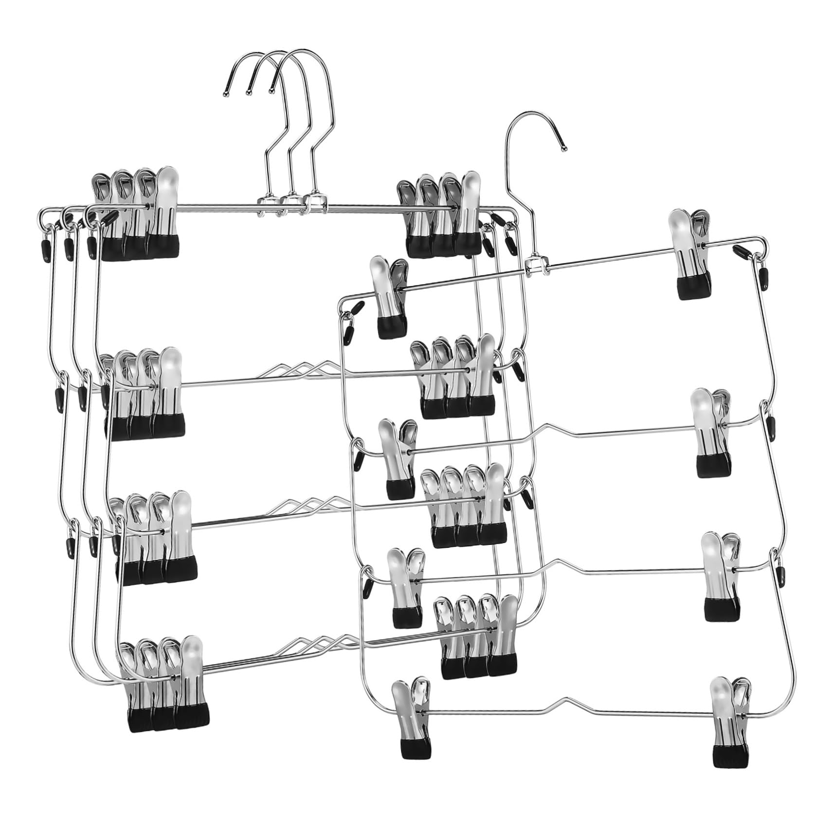Zerodeko Multi Layer Skirt Hangers Space Saving Pant Hangers with Clips Sturdy High Manganese Closet Organizers for Efficient Wardrobe Storage