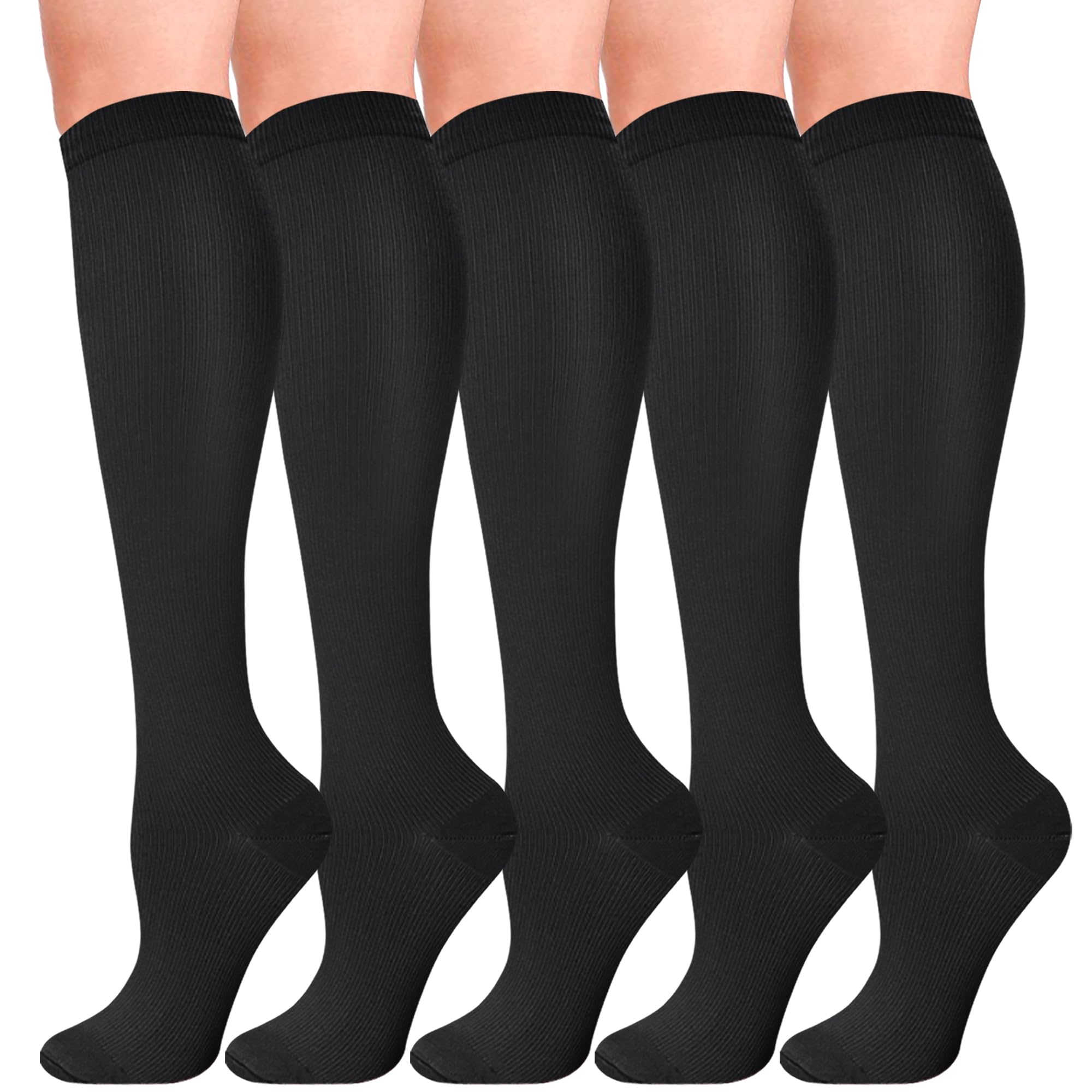 HIPOWER 5Paar Kompressionsstrümpfe Damen Herren Sport Stützkniestrümpfe | Bunte Stützstrümpfe, Reisestrümpfe Compression Sock Für Flug Radsport Reisen Sport Alltag