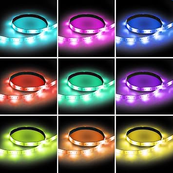 LED Strips Lights USB Powered Rainbow Chasing RGB LED Lights Strip | LED TV Backlight, with 17-Key RF Remote, Color Changing Strip Lights, Waterproof IP65, LED Rope Lights, LED Lights 2M 6.54FT