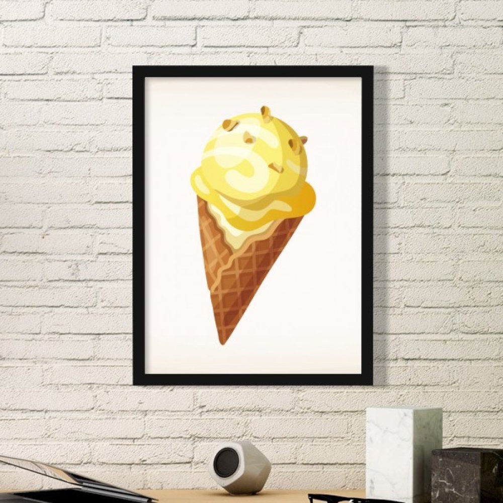 Cadre photo rectangle en bois noir peinture ice cream jaune idee cadeau maison ideale
