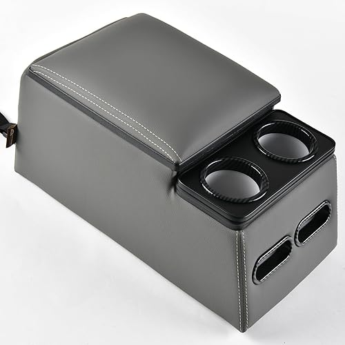 Vista 37 de Coverado - Consola central para automóvil, consola universal de asiento trasero, organizador y almacenamiento para camioneta, con soporte para Beige