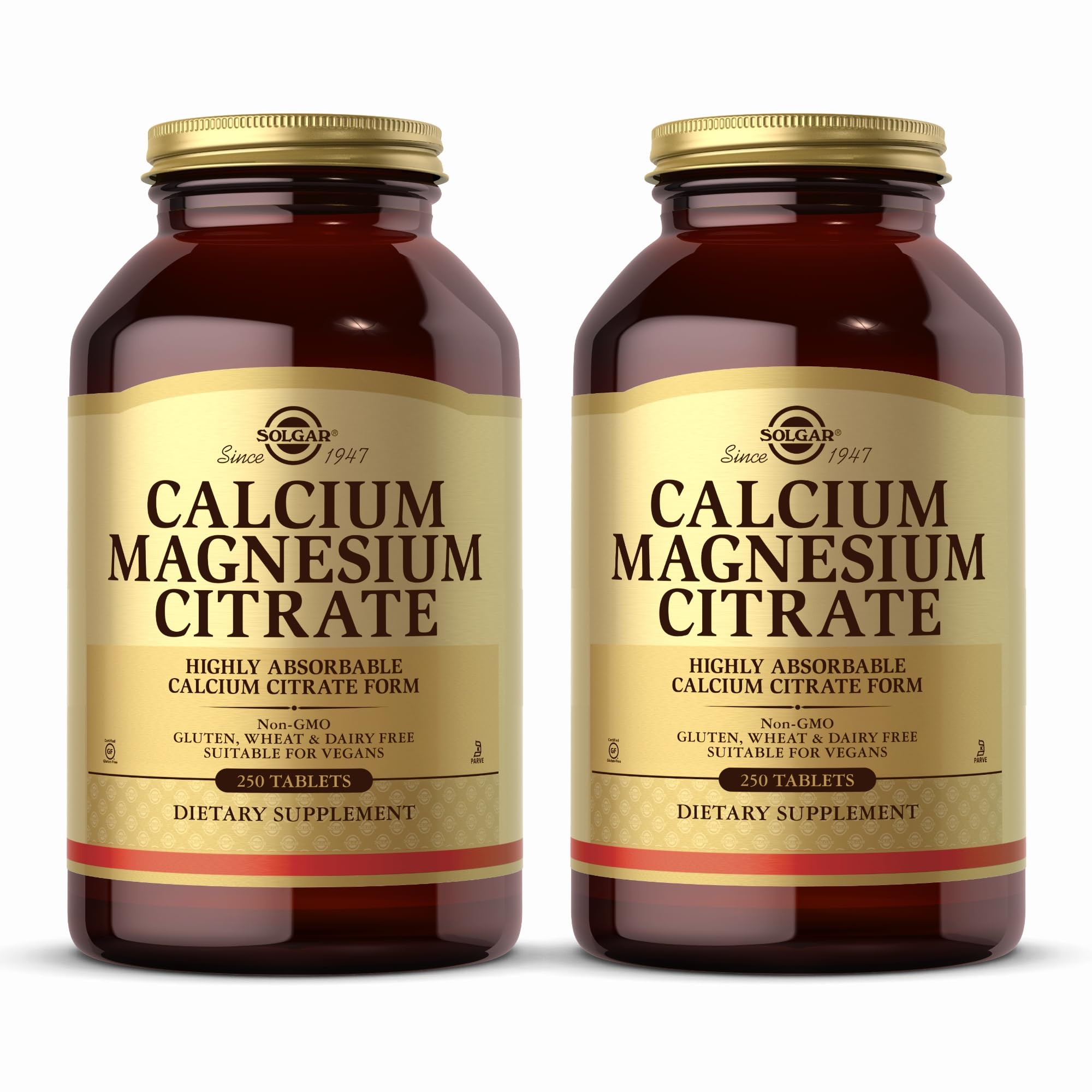 Solgar Calcium Magnesium Citrate, 250 Tablets (Pack of 2) - Supports Healthy Bones & Teeth - Musculoskeletal & Nervous System Support - Highly Absorbable - Non-