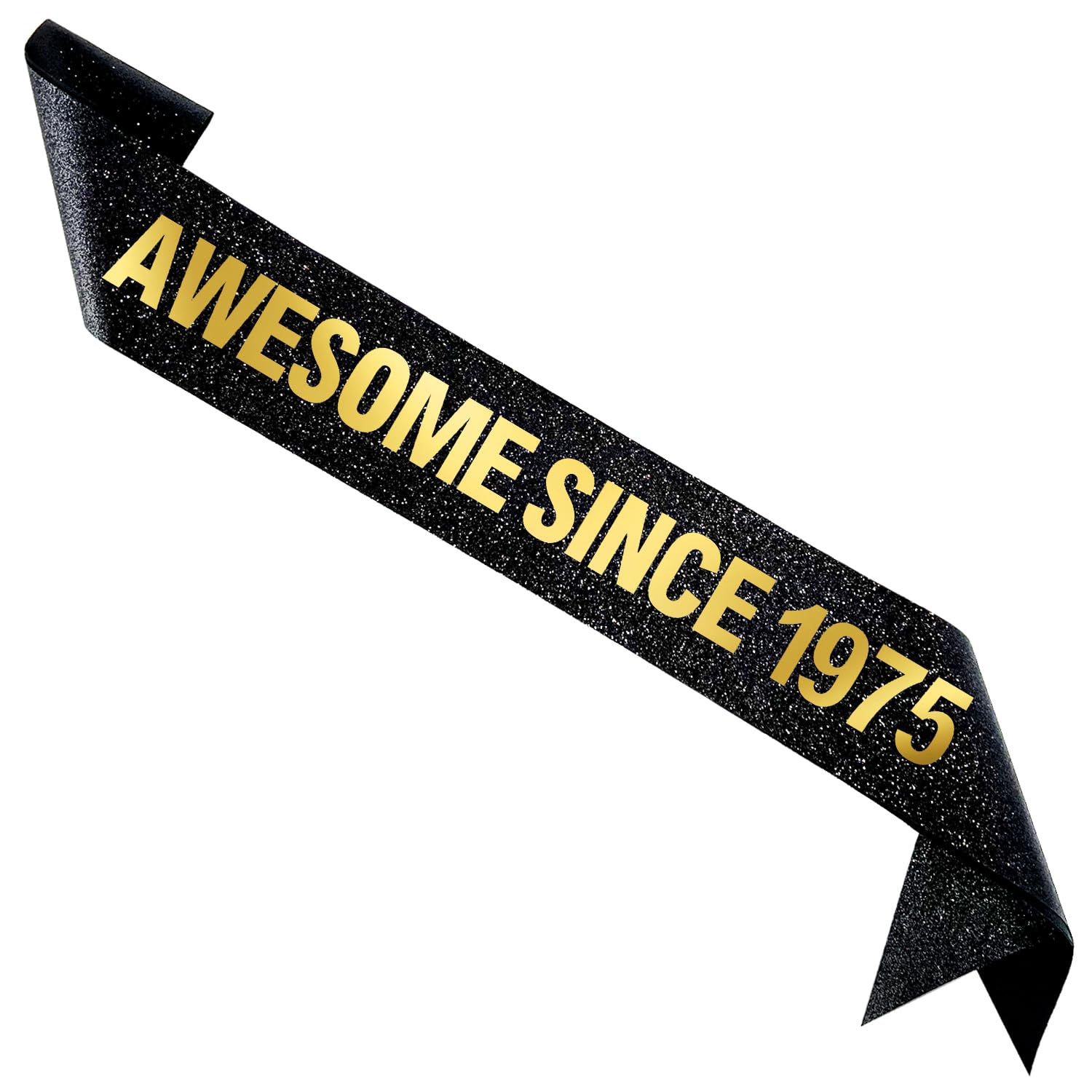 FXPATYY 1975 51st Birthday Sash for Men Women, Soft Stain Black Glitter Sash with Gold Foil