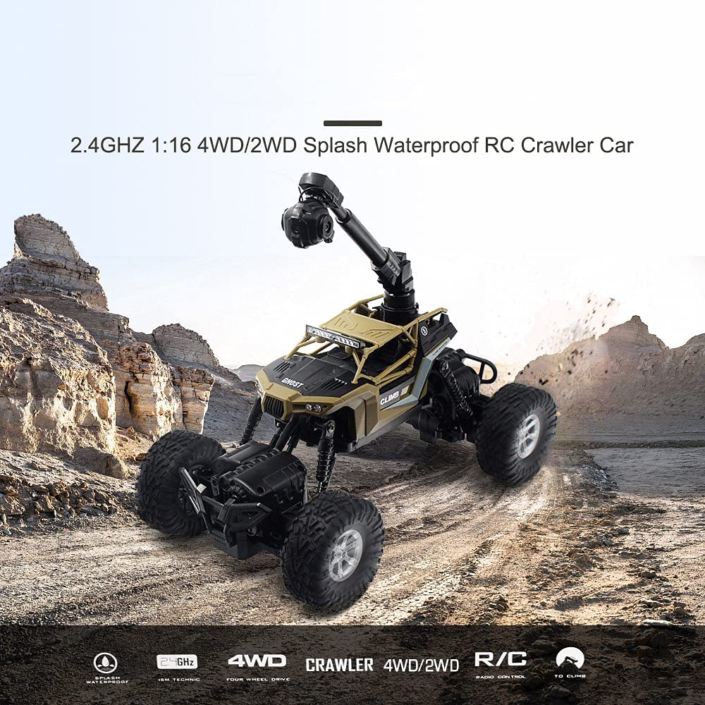 RC Cars 1/16 Scale Off-Road Remote Control Truck Remote Control Car with 480P HD FPV Camera High Speed Monster Trucks for Kids Adults Gift for Boys and Girls