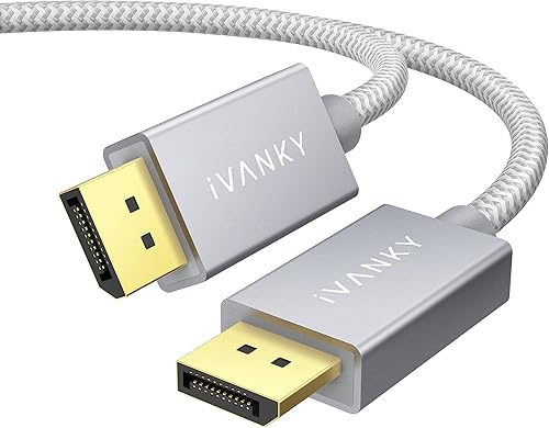 Miniatura 10 de IVANKY - Cable DisplayPort 1.2 de 6.6 pies, cable DP 4K a DP, cable de alta velocidad con recubrimiento trenzado de nailon, admite 2K a 165Hz y 4K a