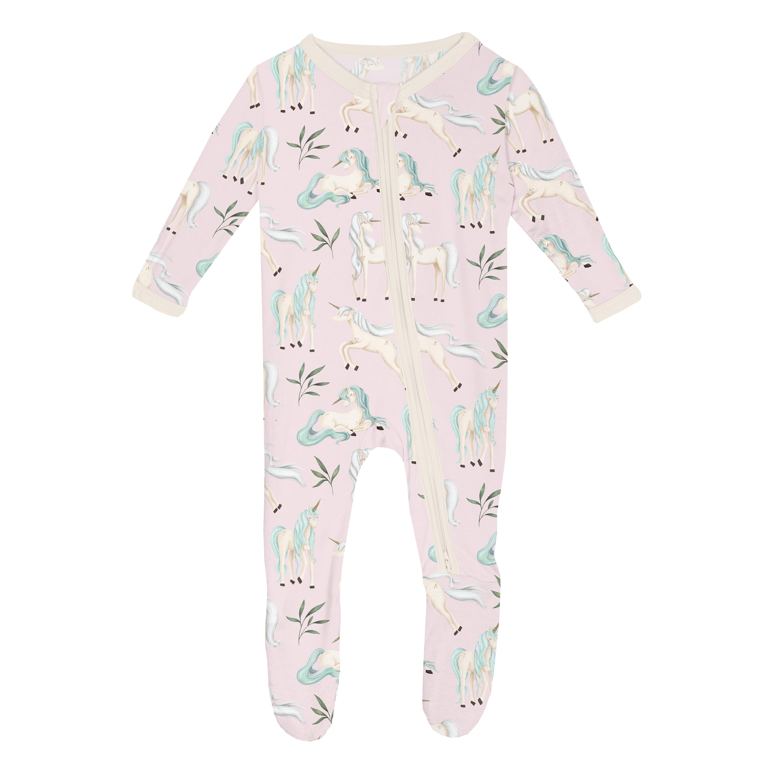 KicKee Baby &amp; Toddler Zipper Footie – Ultra-Soft Viscose from Bamboo Pajamas with Flip Paws &amp; Grips