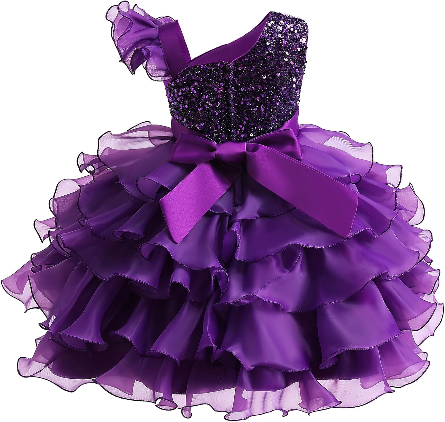 Miipat Girls Pageant Party Dress Ruffle Flower Kids Wedding Ball Gown Sequin Formal Princess Dress 4-9 Years - Image 5