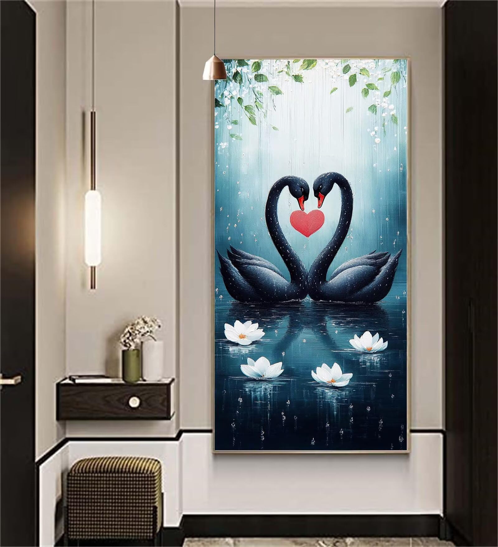 Diamond Painting Couple Diamond Painting Adulte Cygne Diamant Painting Enfant,DIY Peinture Diamant Broderie Kit Complet Diamant Art Set Tableau Perle Decoration Maison Idee Cadeau Femme 70x200cm Z1139