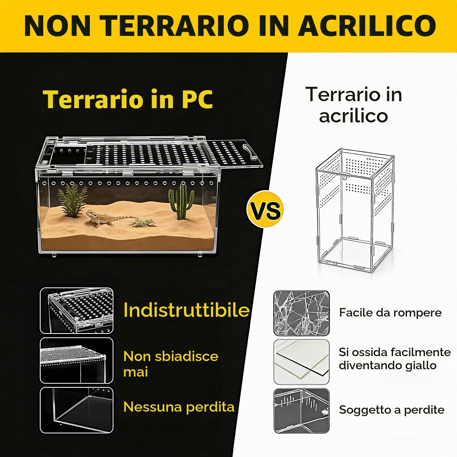reptile tank【Nessun assemblaggio】 Recinzione per rettili con pulsante magnetico.30 x 20 x 15 cm Gabbia per recinzione per serpenti addensati, vasca per l'allevamento di rettili impilabile
