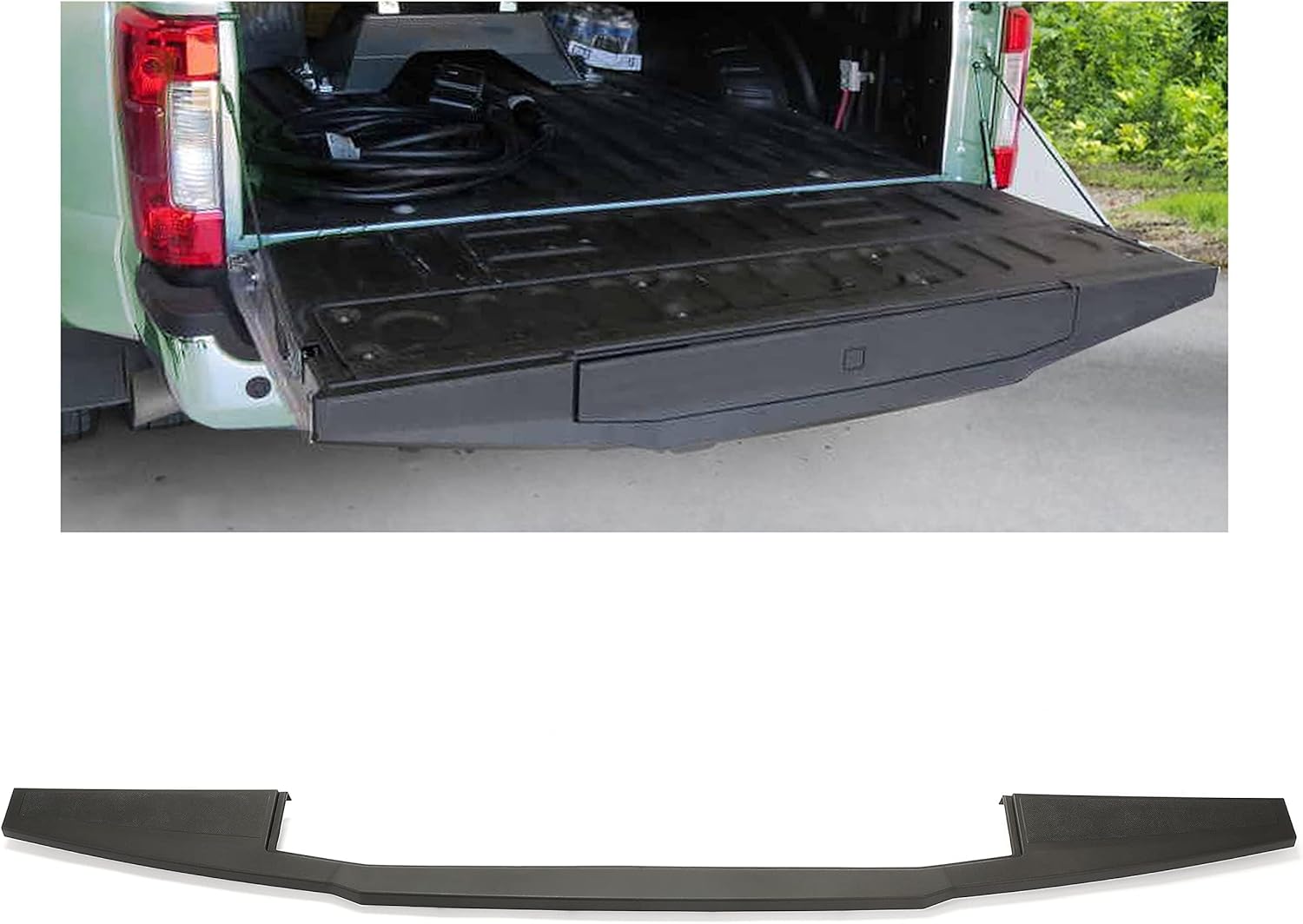 KUAFU Tailgate Molding Top Trim Cap Cover Compatible with 2017-2022 Ford F250 F350 Super Duty Flex Step Replacement for HC3Z-9941018-AC FO1904140, 324099266144 with Flex Step ONLY