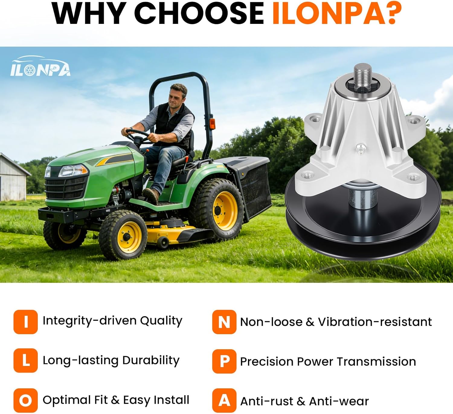 ILONPA (2 Pack) 618-06976 42" Deck Spindle Assembly for Cub Cadet MTD 618-06976A 918-06976 918-06976A, for LT42 LT42C LX42 XT1-LT42 XT2-LX42 XT2-LX42 CYT4220 Mower