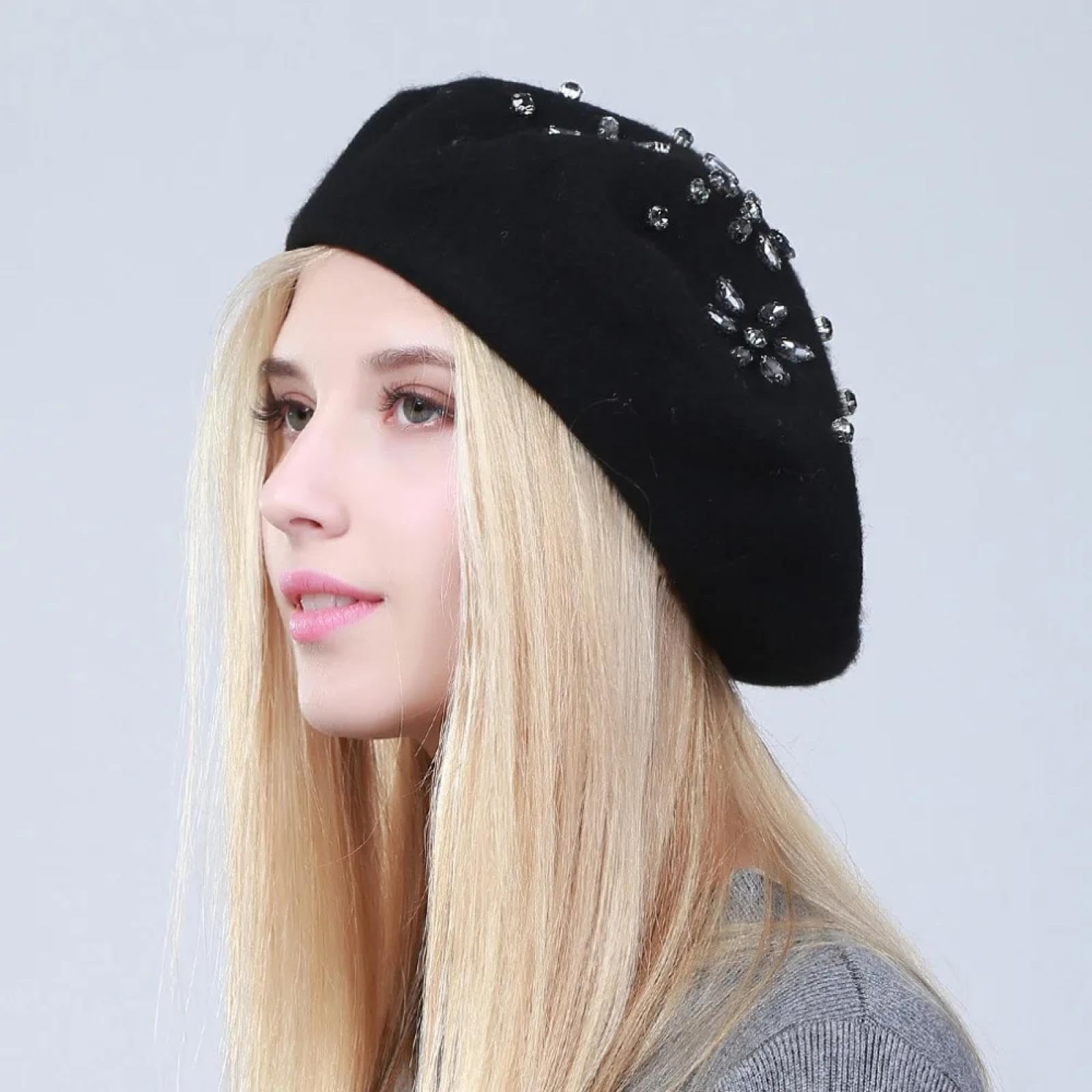 Czapki Czapki Skullies Czapki Beanie Czapka Beret Czapka Zimowa Kwiatowa Dzianinowa Czapka Artystyczna Femme Zwykła Czarna
