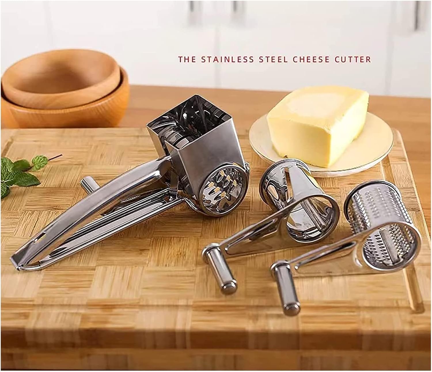 Cheese Grater Stainless Steel Handheld Rotary Grater Perfect for Kitchen Easy to use hand-cranked rotary shredder grinder or slicer to grate hard cheese chocolate nuts etc (Size : 4 planing/1290 (Siz