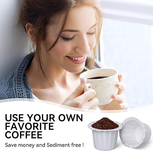 Miniatura 6 de 300 filtros de café Fanativita K Cup desechables para Keurig taza individual, compatibles con todas las tazas K reutilizables (blanco)