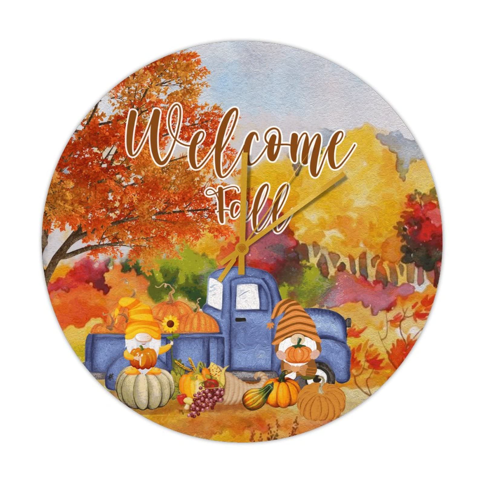 Horloge ronde en bois pour chambre d'enfant style rétro d'automne
